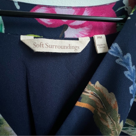 Soft Surroundings Navy Paisley Floral Samantha Maxi Dress PM Coastal Preppy - Picture 13 of 16